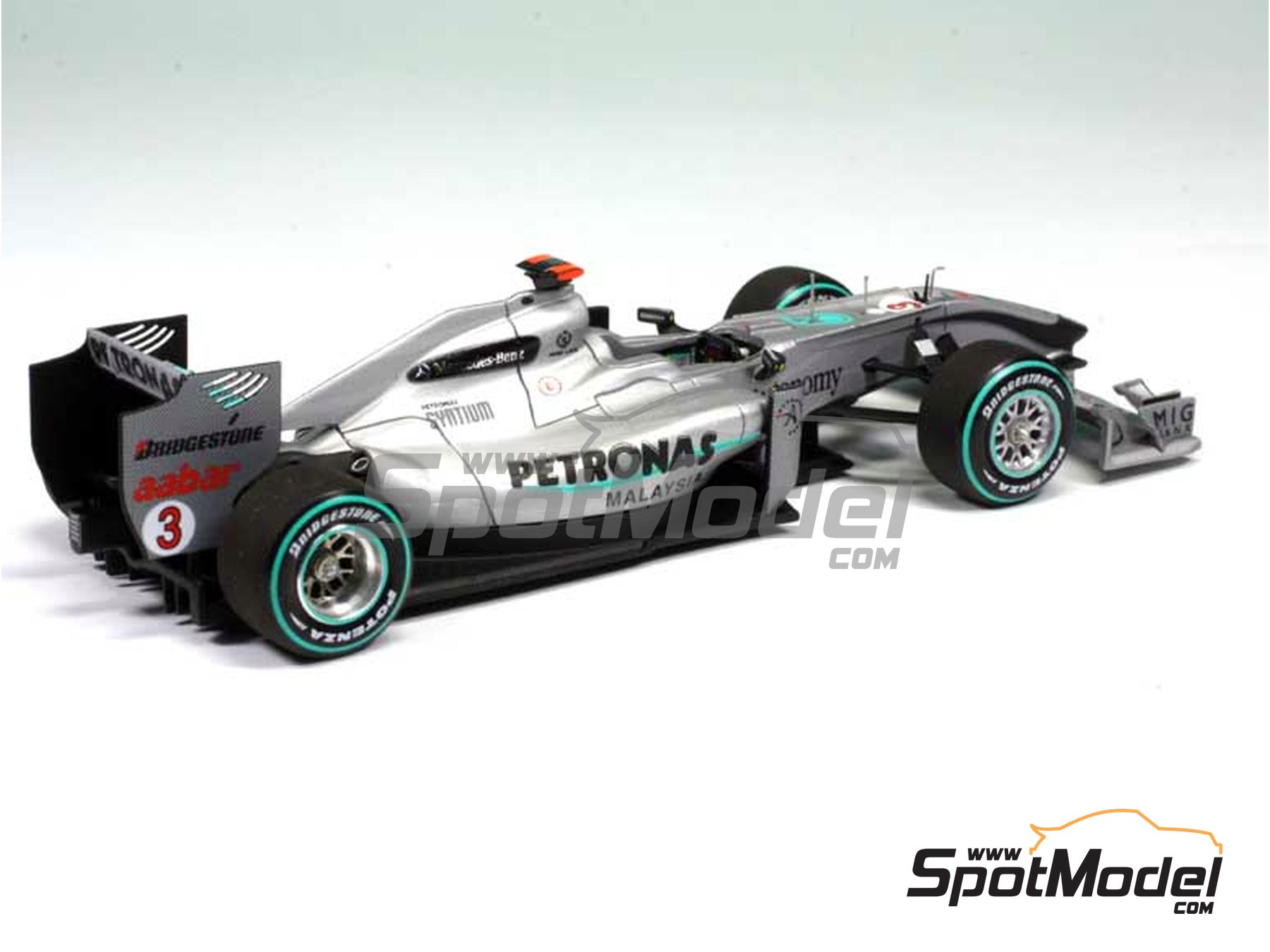 Mercedes-Benz GP MGP W01 sponsored by Petronas Malaysia - Malaysia Formula  1 Grand Prix 2010. Car scale model kit in 1/43 scale manufactured by Tameo